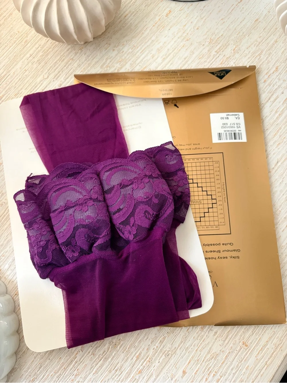 NEW Victoria’s Secret Glamour Sheers Lace Top Cabernet Thigh Highs Size S
